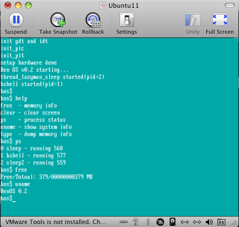 bos operating system snapshot
